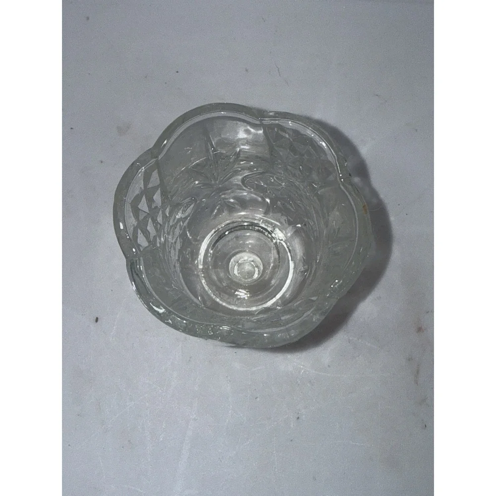 Vintage HOMCO Clear Diamond Pattern Fluted Glass Votive Candle Holder 3.5